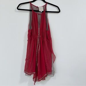 Anthropologie Saivana Halter Sleeveless Silk Red Top Size Medium